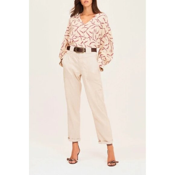 Ba&sh Clea Button Front Ecru Print‎ Blouse Size 1 (Small) - Picture 1 of 11